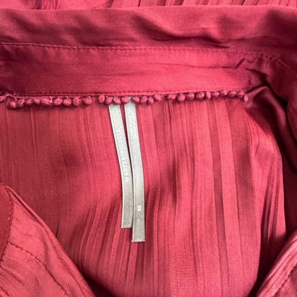 Anthropologie Womens Red Long Sleeve Relaxed Button-Down Shirt Blouse Top XS - Picture 3 of 8